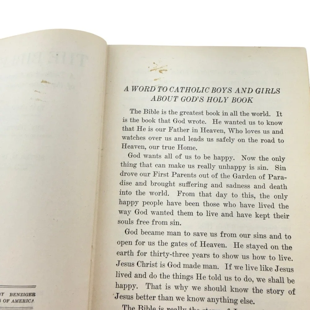 Benziger Brothers The Bible Story 1931 Catholic Textbook Illustrated Lower Grade